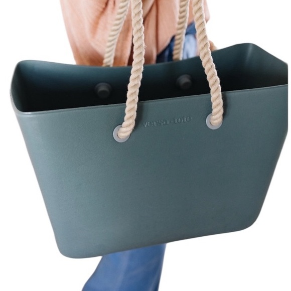 Versa Tote Handbags - Versa Tote Original EVA Waterproof Tote with Rope Handles Slate Green